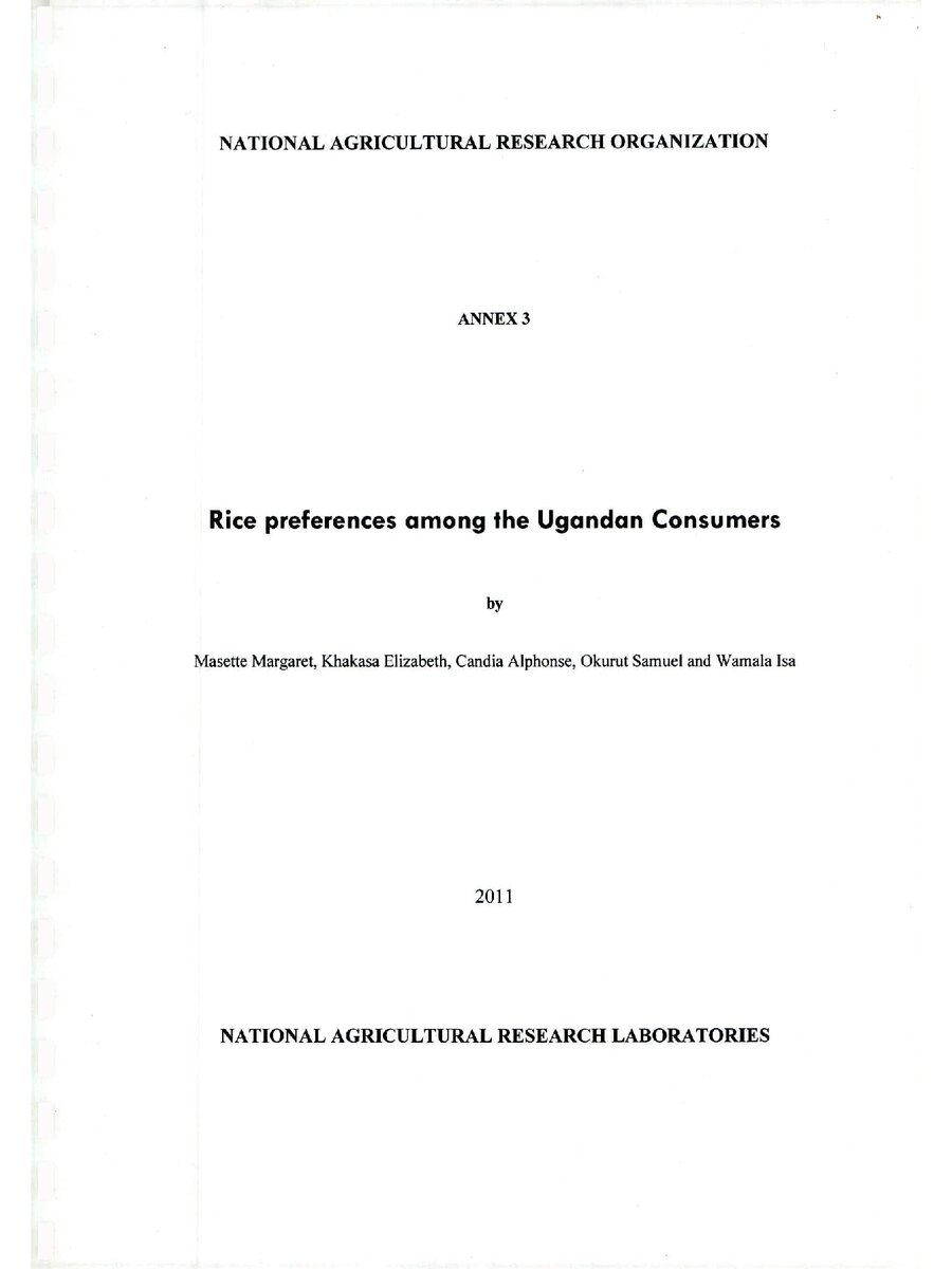 First page of Rice Preferences among the Ugandan Consumers
