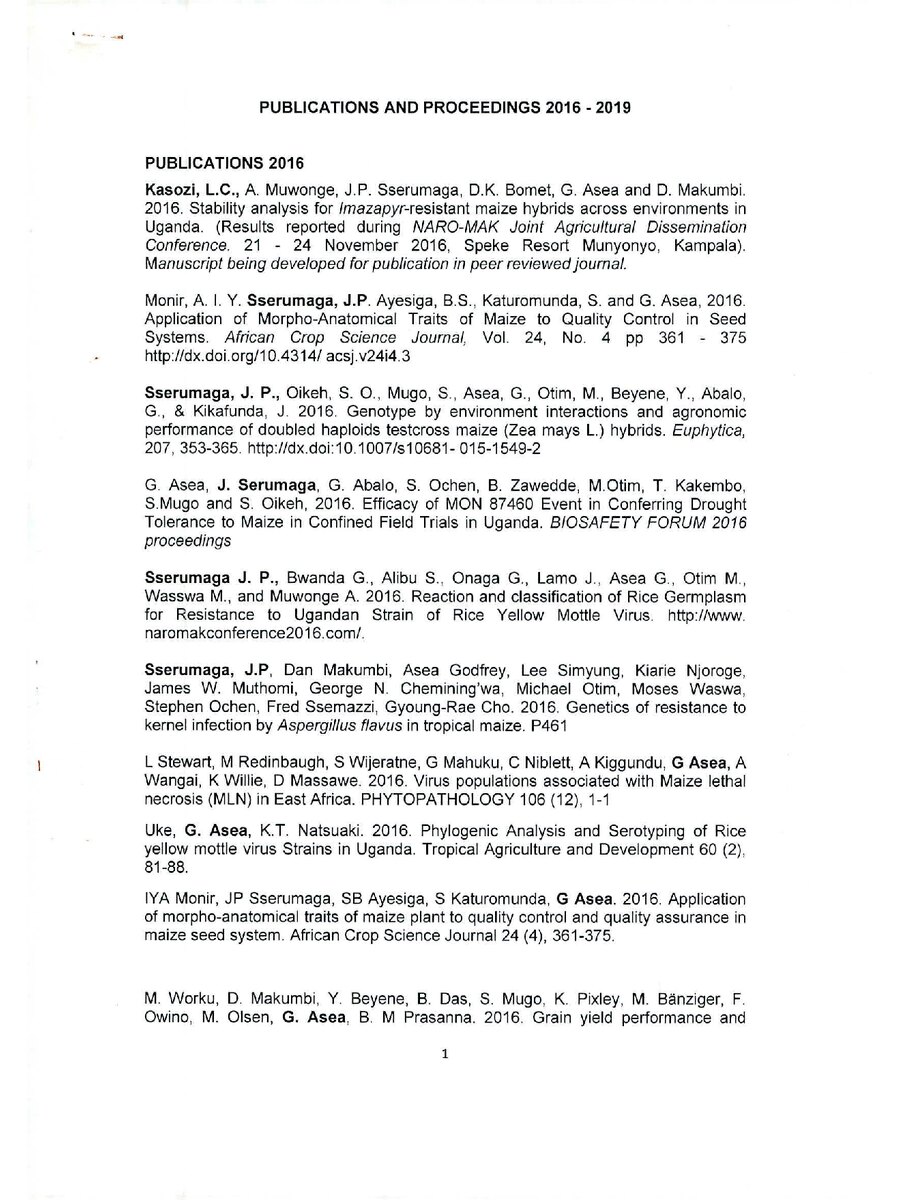 First page of Publications and  Proceedings 2016 -2019
