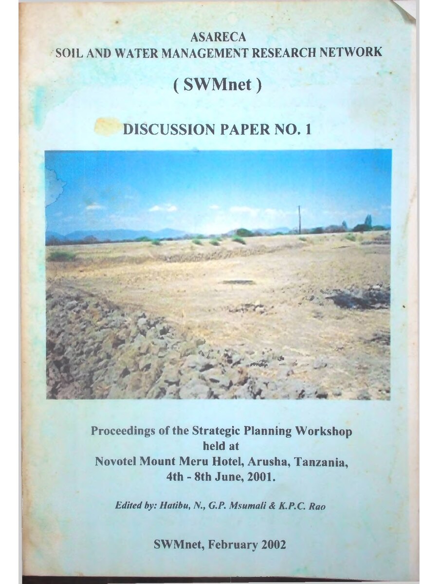 First page of ASARECA Soil and Water Management Research Network