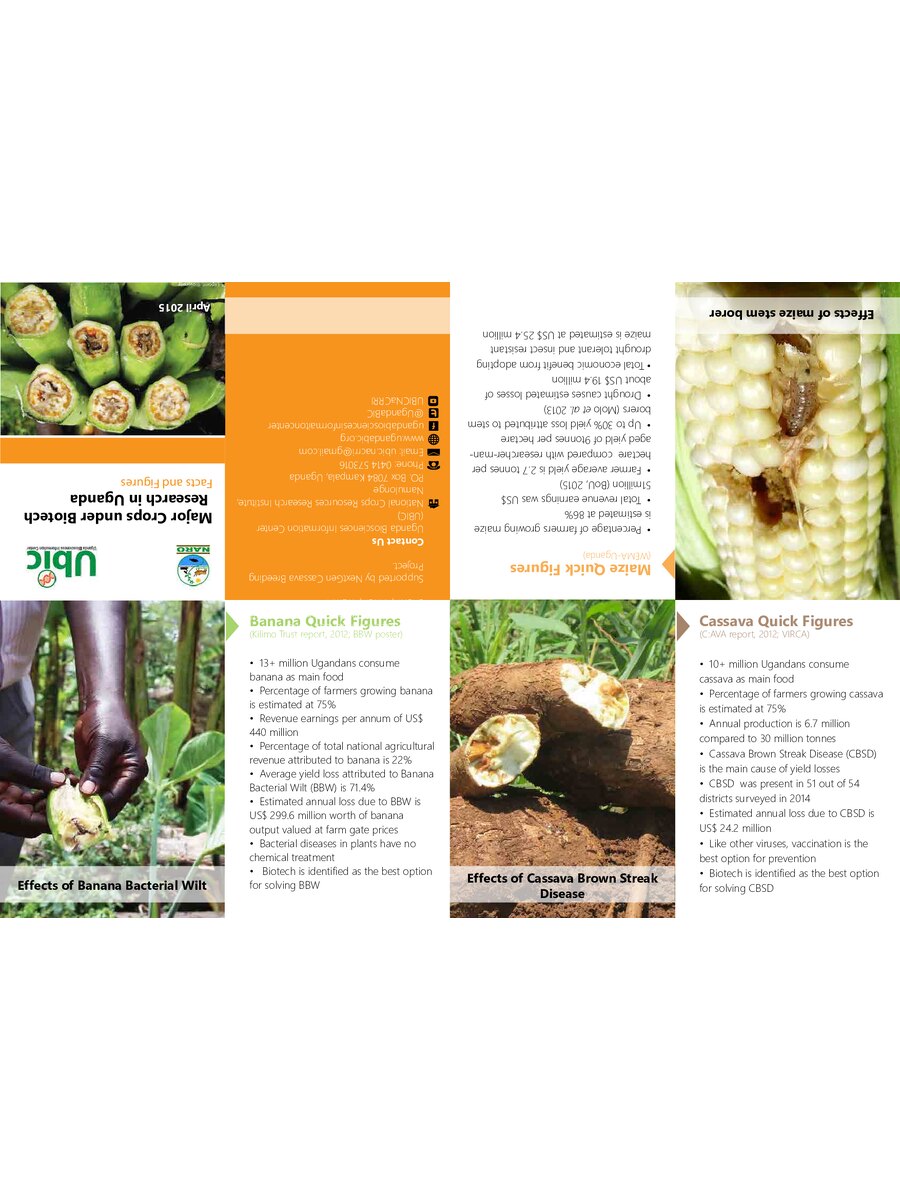 First page of Major Crops under Biotech Research in Uganda