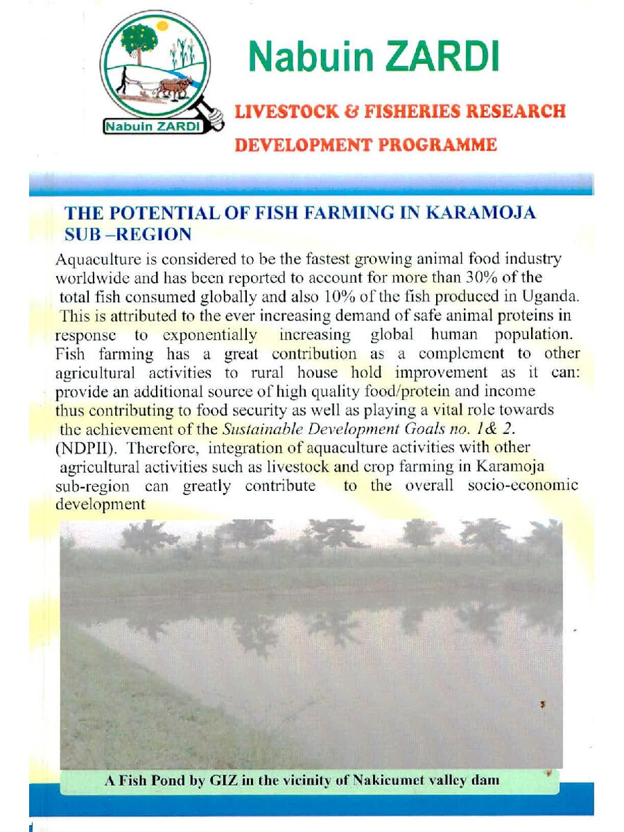 First page of The Potential of Fish Farming In Karamoja Sub-Region