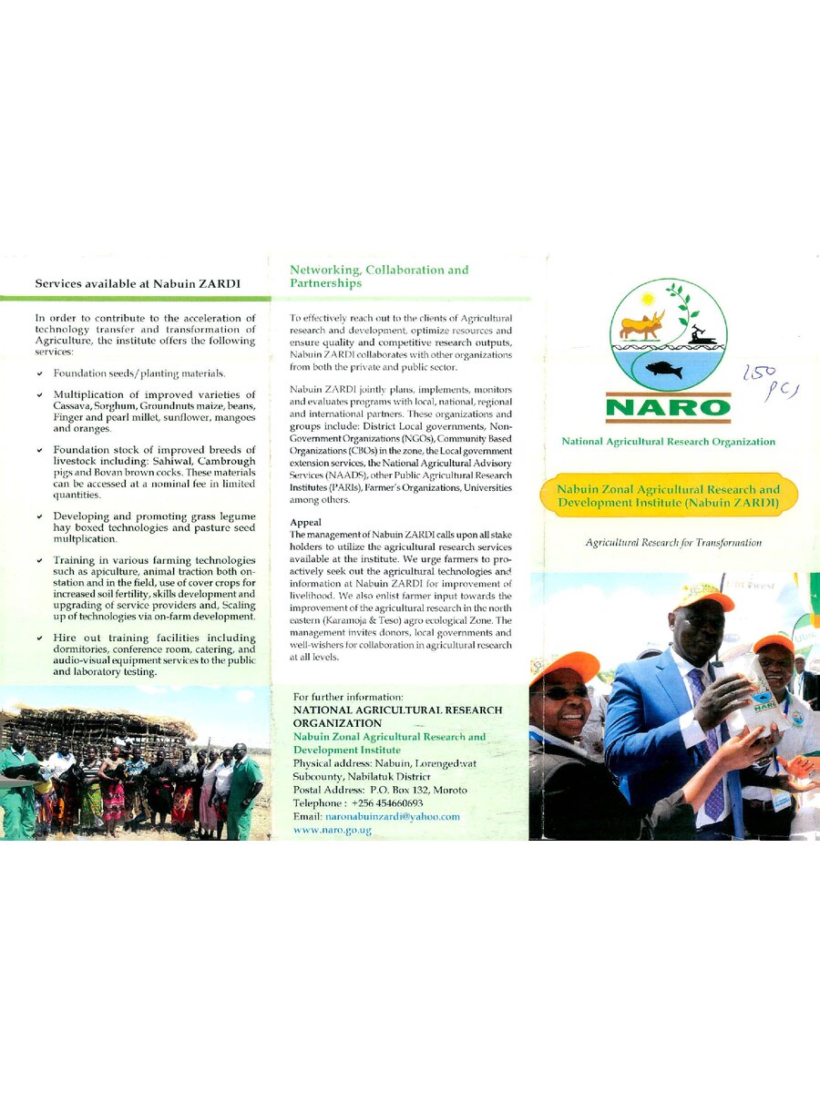 First page of Nabuin Zonal Agricultural Research and Development Institute (Nabuin ZARDI)
