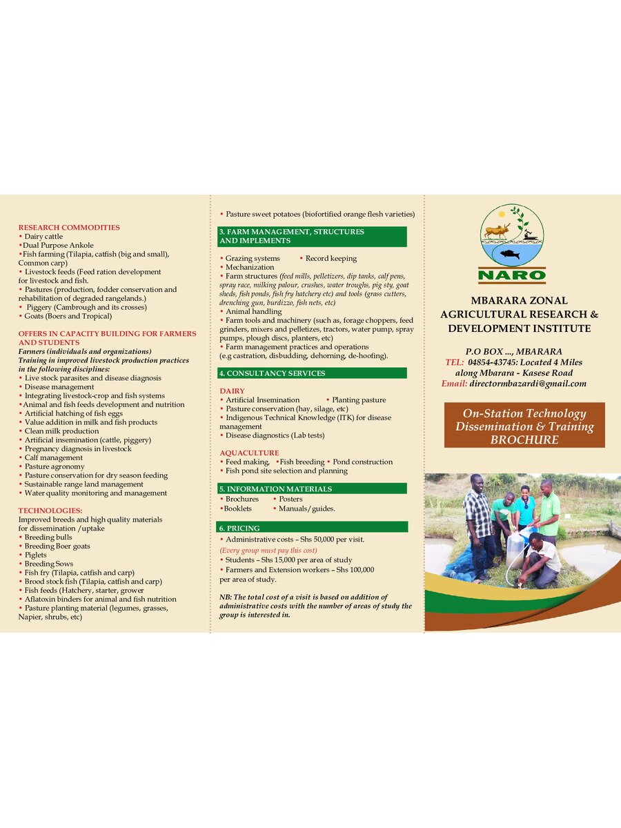 First page of Mbarara Zonal  Agricultural Research & Development Institute