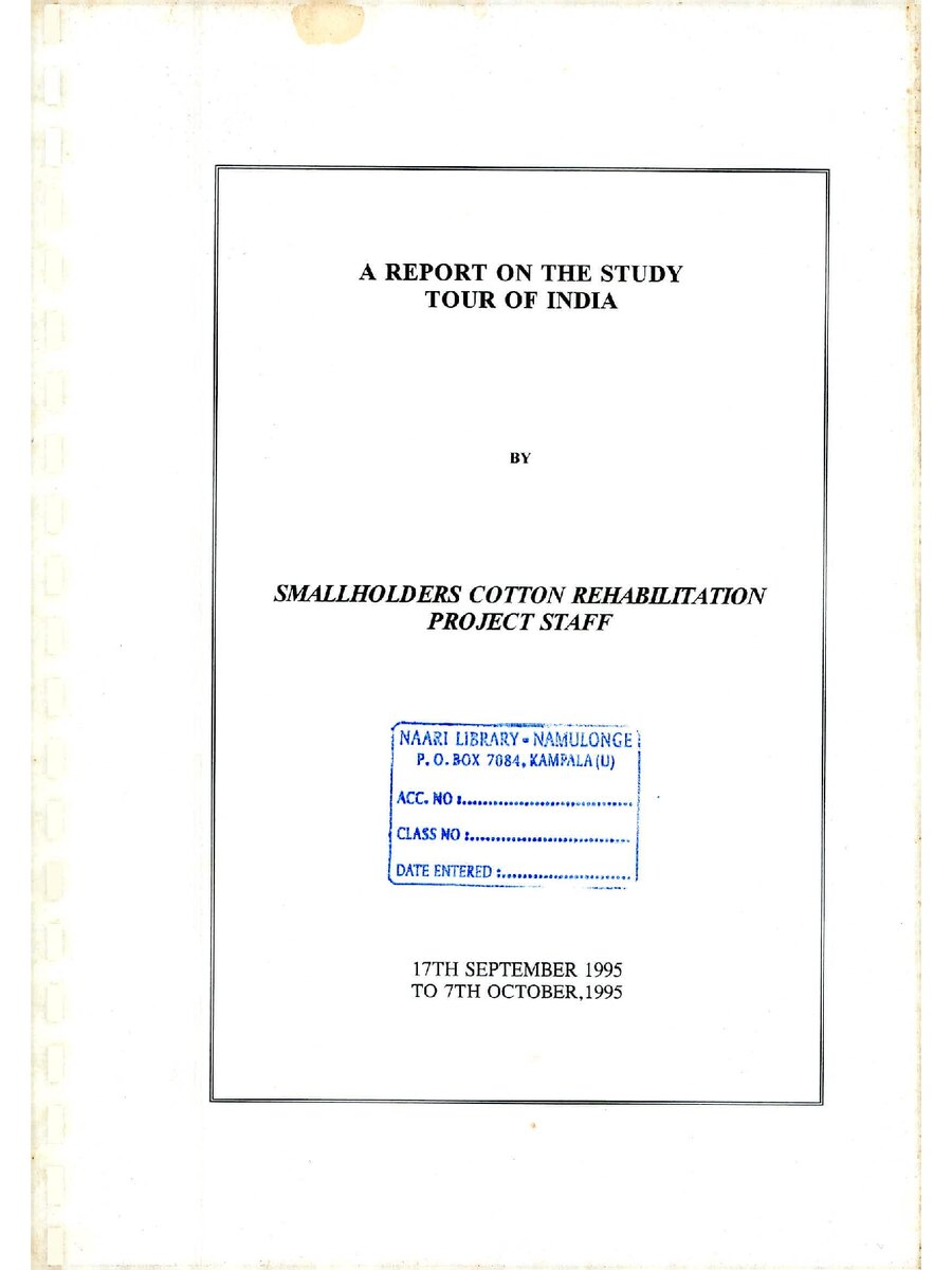 First page of A Report on the Study Tour of India