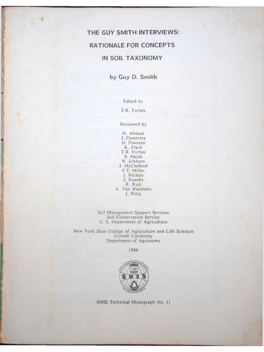 First page of The Guy Smith Interviews: Rationale for Concepts in Soil Taxonomy