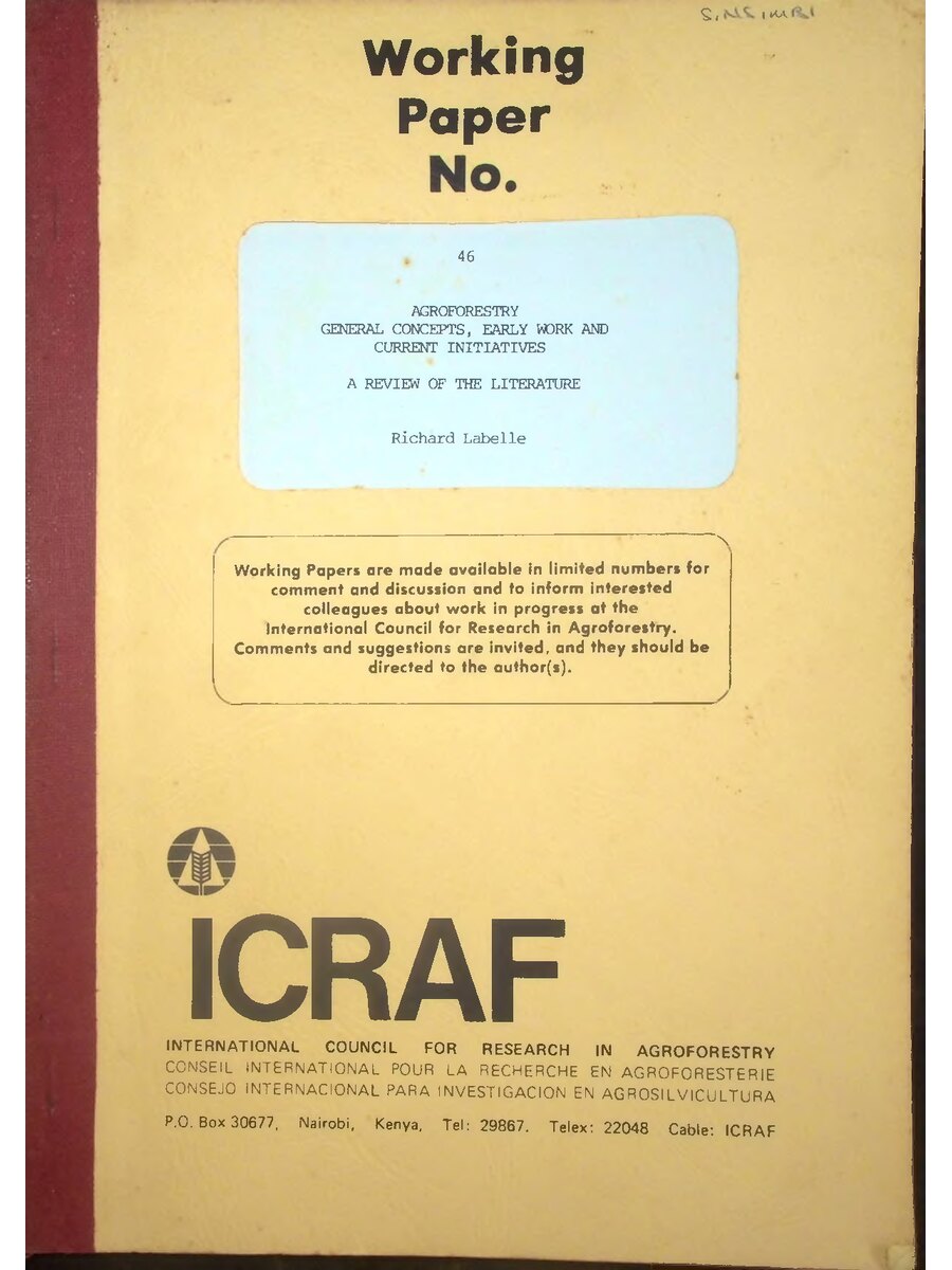 First page of Agroforestry General Concept Early Work and Current Initiatives: A Review of the Literature