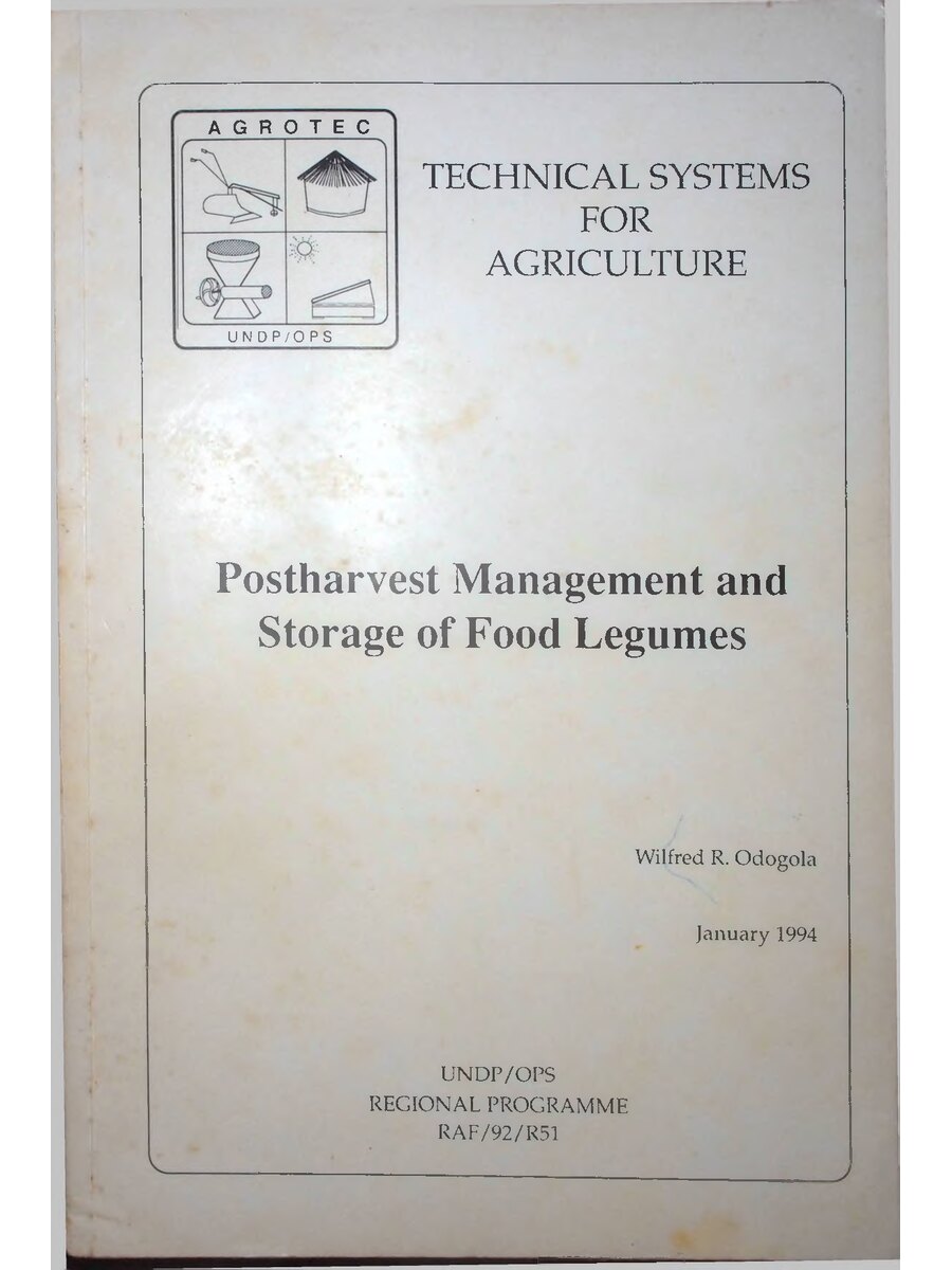 First page of Post Harvest Management and Storage of Food Legumes