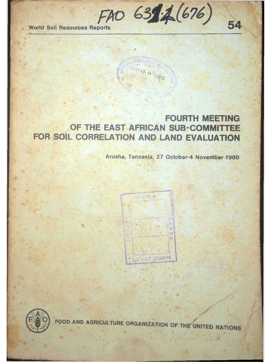 First page of Fourth Meeting of the East African Sub-Committee for Soil Correlation and Land Evaluation