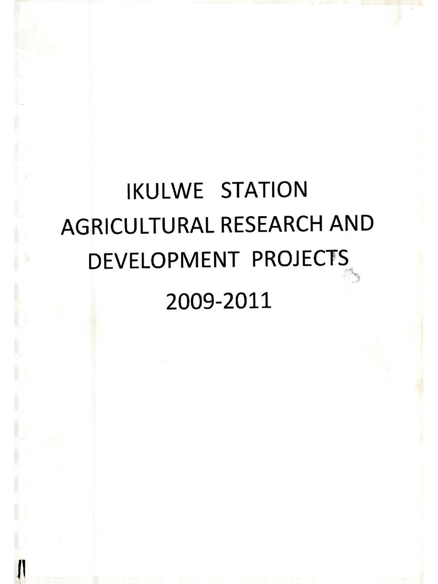 First page of Ikulwe Station Agricultural Research and Development Projects