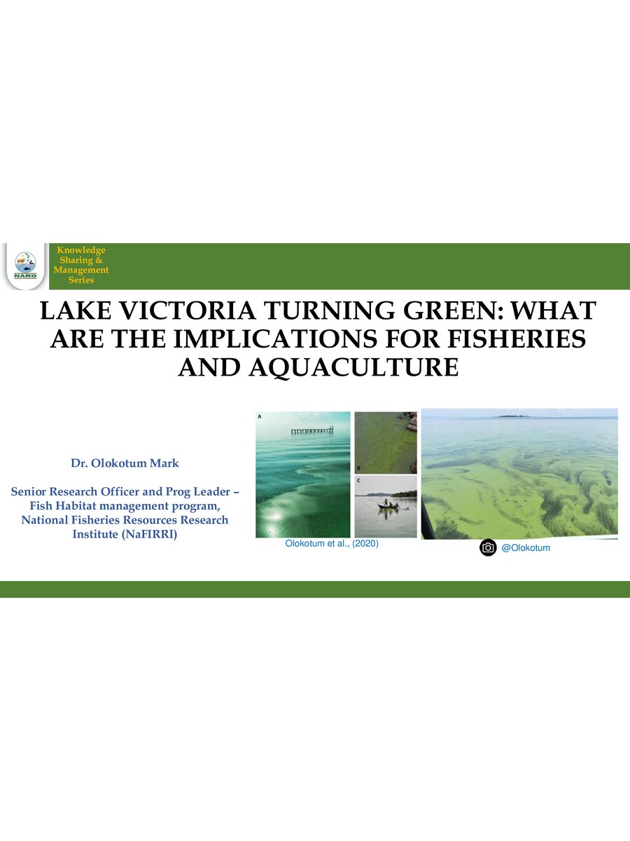 First page of Lake Victoria Turning Green; What are the Implications for Fisheries and Aquaculture