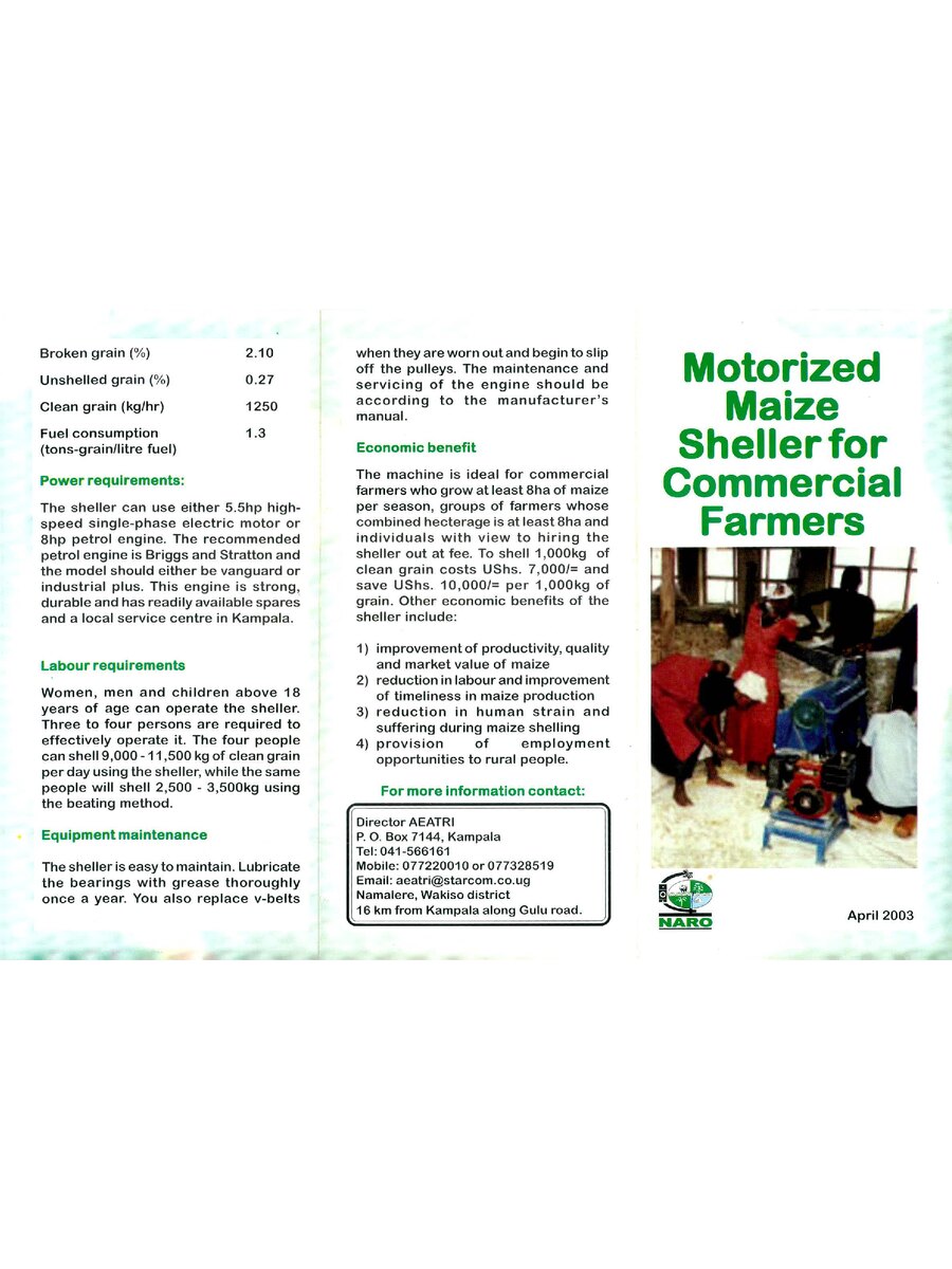 First page of Motorized Maize Sheller for Commercial Farmers