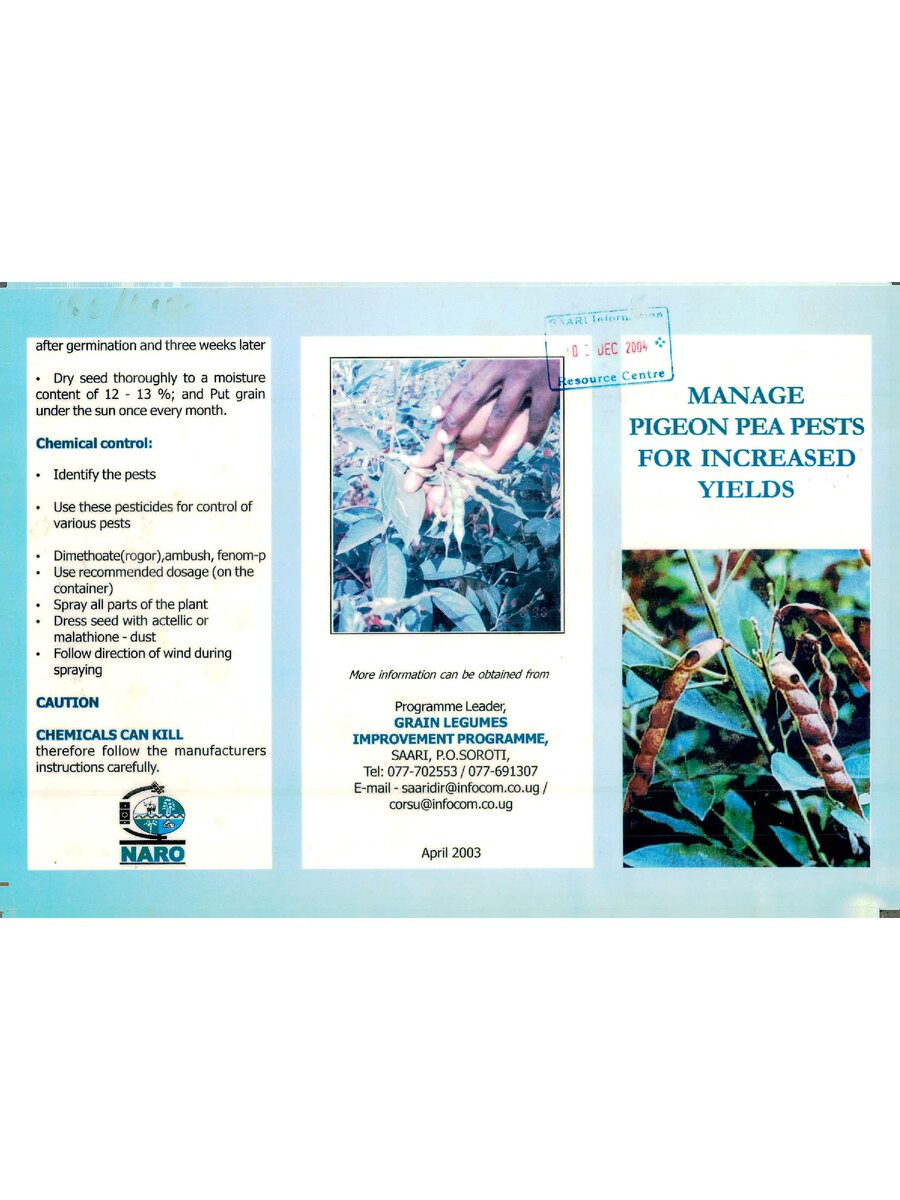 First page of Manage Pigeon Pea Pests for Increased Yields