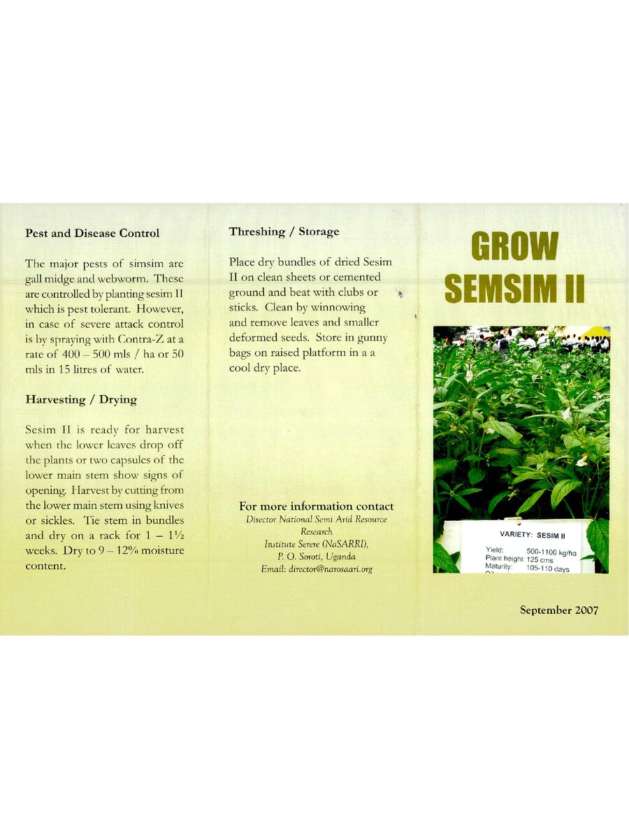 First page of Grow Semsim II