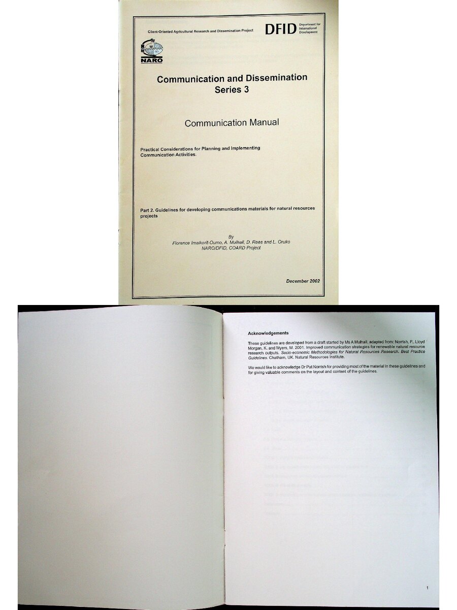 First page of Communication and Dissemination Series 3: Communication Manual