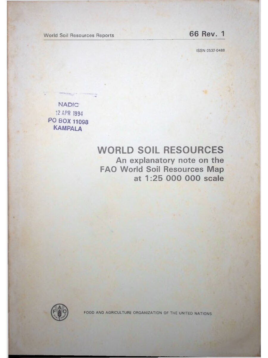 First page of World Soil Resources: An Explanatory Note on the FAO World Soil Resources Map