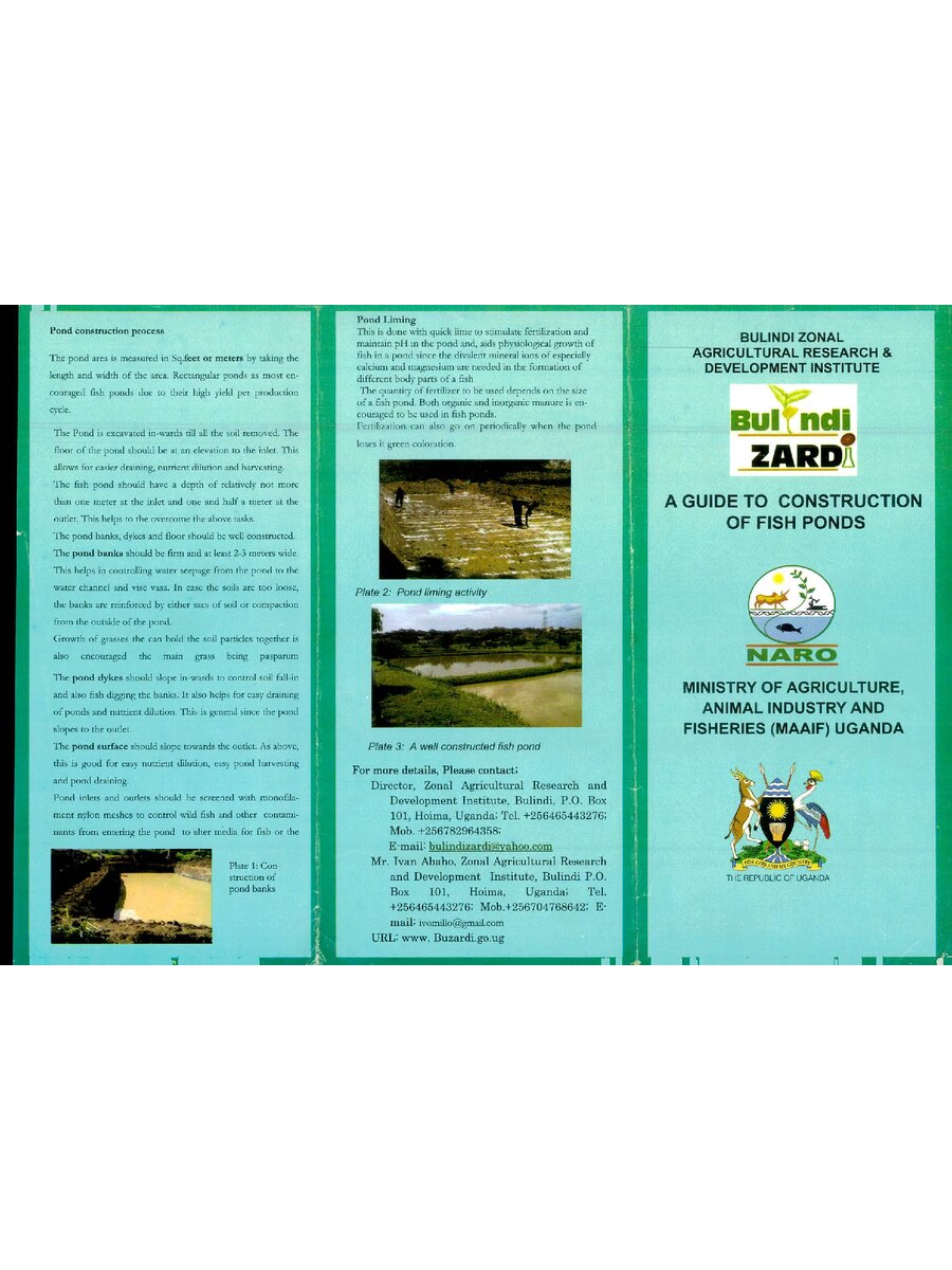 First page of A Guide to Construction of Fish Ponds
