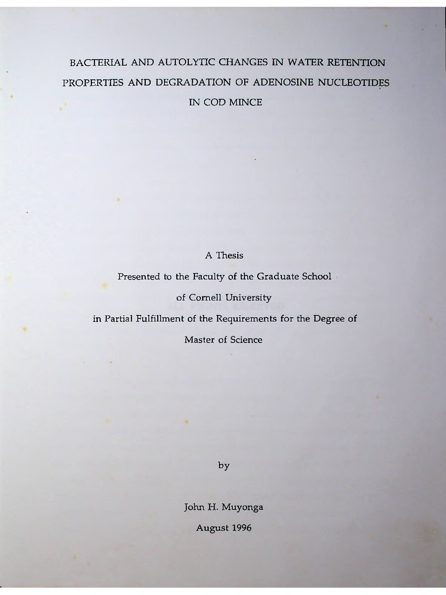 First page of Bacterial and Autolytic Changes in Water Retention Properties and Degradation of Adenosine Nucleotides in Cod Mince