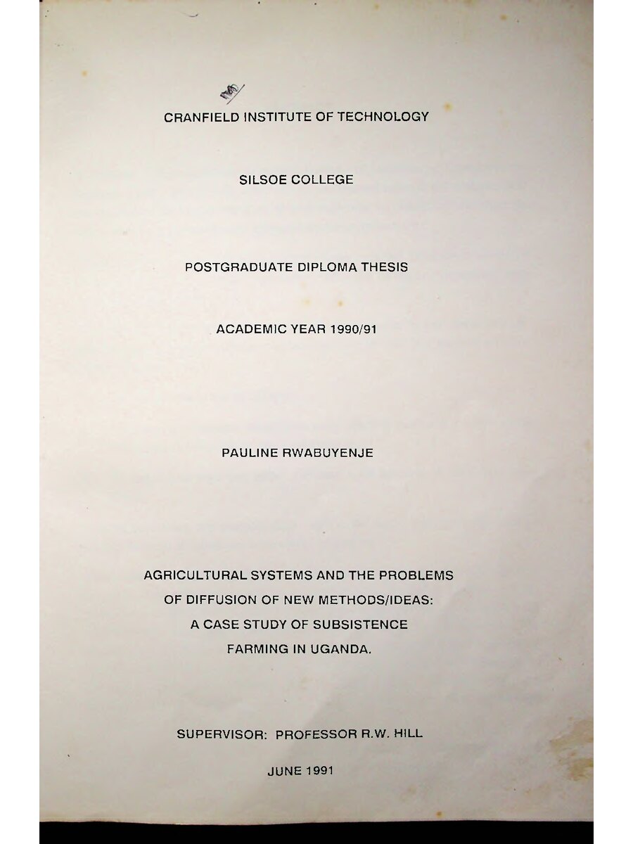 First page of Agricultural Systems and the Problems of Diffusion of New Methods: A Case Study of Subsistance Farming in Uganda