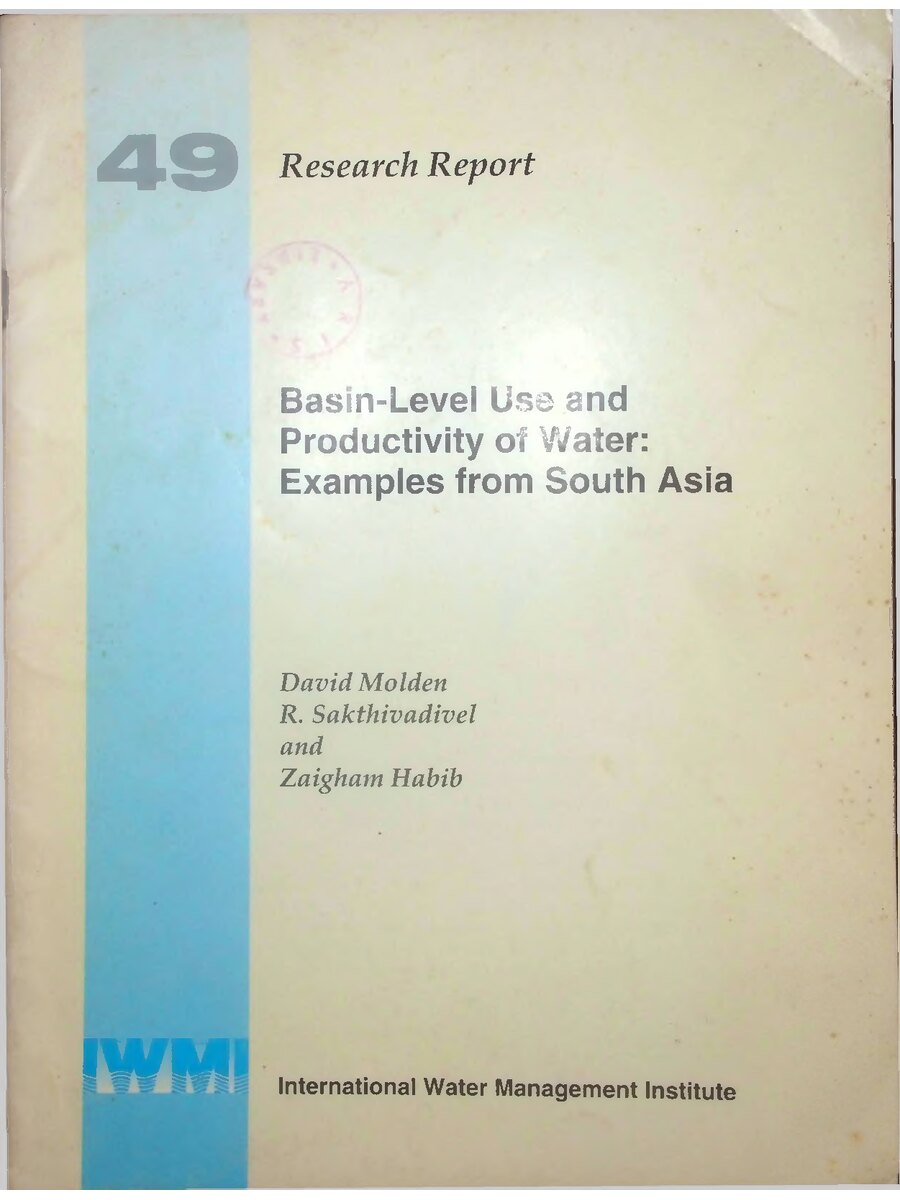 First page of Basin Level Use and Productivity of Water: Examples from South Asia