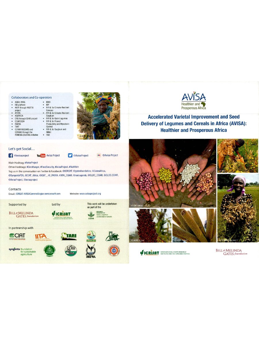 First page of Accelerated Varietal Improvement and Seed Delivery of Legumes and Cereals in Africa (AVISA): Healthier and Prosperous Africa