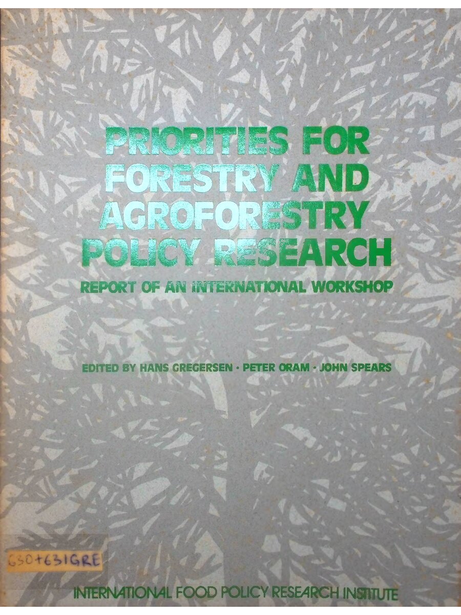 First page of Priorities for Forestry and Agroforestry Policy Research: Report of an International Workshop