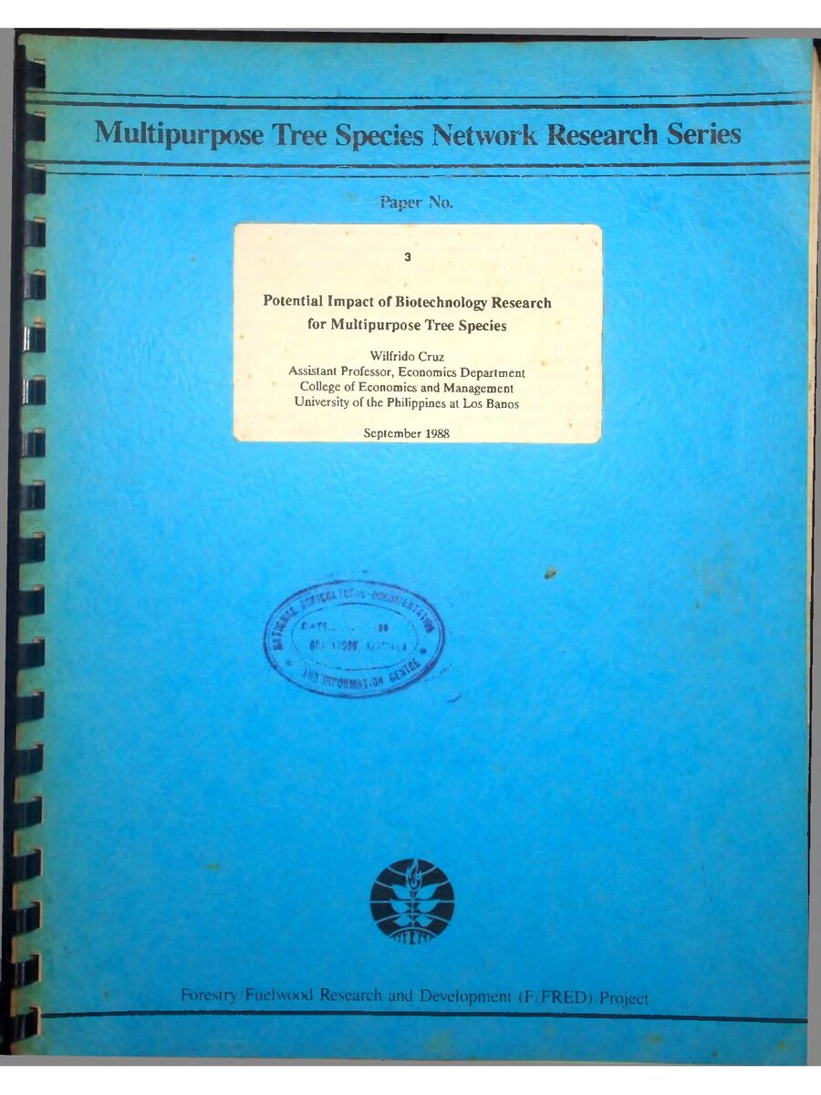 First page of Potential Impact of Biotechnology Research for Multipurpose Tree Species